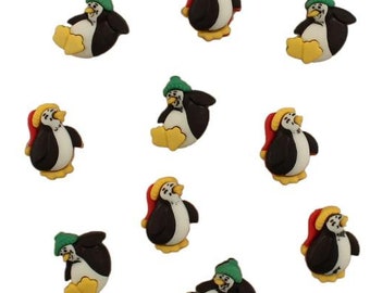 Little Penguin, Winter Collection, Frolicking Penguin, Shank Buttons, Winter Decor, Craft Button Embellishment, Buttons Galore & More, #4453