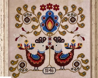 Counted Cross Stitch Pattern, Koguty Fraktur Birds, Bird Sampler, Quaker Sampler, Quaker Style Motifs, Yasmins Made With Love, PATTERN ONLY