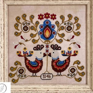 Counted Cross Stitch Pattern, Koguty Fraktur Birds, Bird Sampler, Quaker Sampler, Quaker Style Motifs, Yasmins Made With Love, PATTERN ONLY