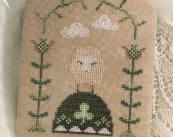 Counted Cross Stitch Pattern, The Shepherd's Year, Monthly Series, Sheep, Flowers, Pillow Ornament, October House, PATTERN ONLY