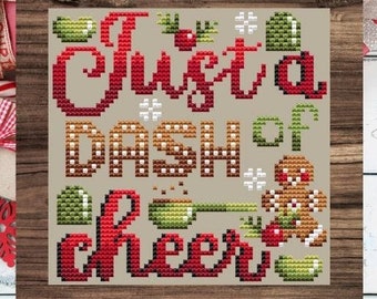 Counted Cross Stitch, Dash of Cheer, Christmas Decor, Pillow Ornament, Snowflakes, Gingerbread, Shannon Christine Designs, PATTERN ONLY