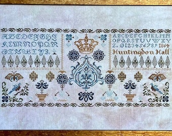 Counted Cross Stitch Pattern, Huntingdon Hall, Royal Decor, Alphabet Sampler, Castle, Crown, Jan Hicks Creates, PATTERN ONLY