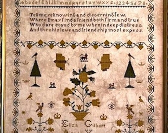 Counted Cross Stitch Pattern, Eliza Gilbert 1831, Alphabet Sampler, Reproduction Sampler, Olde Willow Stitchery, PATTERN ONLY