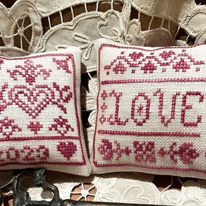 Counted Cross Stitch Pattern, Little Bits of Love, Pillow Ornaments, Valentine's Day Decor, ScissorTail Designs, PATTERN ONLY