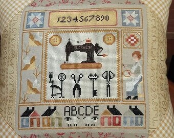 Counted Cross Stitch Pattern, The Creafter's Journey, Sewing Notions Motifs, Pillow, Buttons, Sheep, Twin Peak Primitives, PATTERN ONLY
