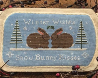 Counted Cross Stitch Pattern, Snow Bunny Kisses, Winter Decor, Snowflake Motifs, Evergreens, Winter Sampler, Rebel Stitcher, PATTERN ONLY