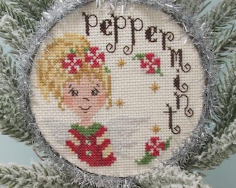 Counted Cross Stitch Pattern, Peppermint Angel, Choir of Angel Series, Christmas Ornament, Religious, KiraLyn's Needlearts, PATTERN ONLY