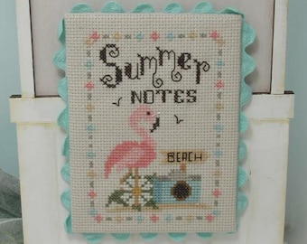 Counted Cross Stitch Pattern, Summer Notes, Beach Decor, Pillow Ornament, Bowl Filler, Flamingo, KiraLyn's Needlearts, PATTERN ONLY