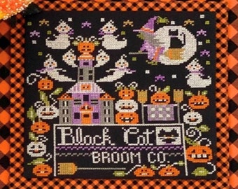 Counted Cross Stitch Pattern, Calendar Crates, October, Pumpkins, Halloween, Witches, Bats, Stitching Housewives, PATTERN ONLY