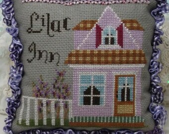 Counted Cross Stitch Pattern, Lilac Inn, Garden Decor, Spring Flowers, Pillow Ornament, Carolyn Robbins, KiraLyns Needlearts, PATTERN ONLY