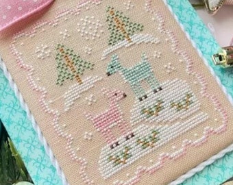 Counted Cross Stitch, Christmas Deer, Pastel Collection, Christmas Decor, Christmas Ornaments, Country Cottage Needleworks, PATTERN ONLY