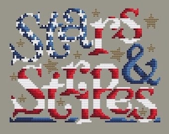 Counted Cross Stitch, Stars & Stripes, Patriotic Decor, Americana, Star Motifs, Red, White, Blue, Shannon Christine Designs, PATTERN ONLY