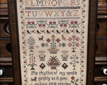 PRE-Order, Counted Cross Stitch Pattern, The Rhythm of My Needle, Original Verse Sampler, Alphabet Sampler, The Scarlett House, PATTERN ONLY