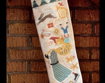 Counted Cross Stitch Pattern, Skating Santa Stocking, Christmas Decor, Woodland Animals, Carriage House Samplings, PATTERN ONLY