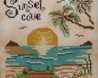 Counted Cross Stitch Pattern, Sunset Cove, At the Shore Collection, Beach Decor, Seagulls, Sand, Sea, KiraLyn's Needlearts. PATTERN ONLY