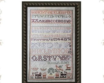 Counted Cross Stitch Pattern, Hannah Rider Sampler, 1781, Reproduction Sampler, Alphabet, Birgit Tolman, The Wishing Thorn, PATTERN ONLY