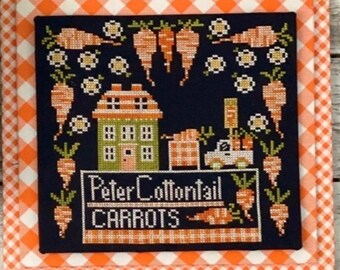 Counted Cross Stitch Pattern, Calendar Crates, April, Peter Cottontail, Easter Decor, Carrots, Stitching Housewives, PATTERN ONLY