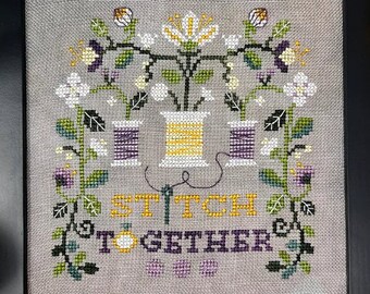 Counted Cross Stitch Pattern, Stitch Together, Summer Decor, Tuck Pillow, Flower Motifs, Spools, Vine, Tiny Modernist, PATTERN ONLY