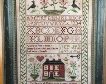 Counted Cross Stitch Pattern, Where We Love Sampler, Alphabet Sampler, Motifs Sampler, Verse Sampler, Chessie & Me, PATTERN ONLY