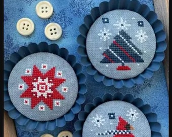 Counted Cross Stitch Pattern, Ethel's Winter Tart Tins, Pillow Ornaments, Bowl Fillers, Winter Decor, Star, Stitches by Ethel, PATTERN ONLY