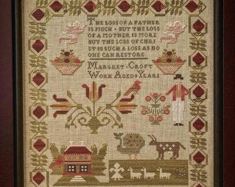 Counted Cross Stitch, Margret Croft, Antique Reproduction Sampler, Inspirational, Religious, Needle Work Press, PATTERN ONLY