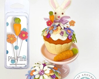 Pin Lovers, Just Desserts Pin Club, Pin Mini, Carrot Cake, Cake Pin, Flower Pins, Bunny Rabbit, Just Another Button Company