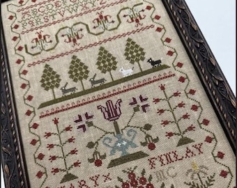 PRE-Order, Counted Cross Stitch Pattern, Mary Finlay, Antique Reproduction Sampler, Alphabet, Line Sampler, The Scarlett House, PATTERN ONLY