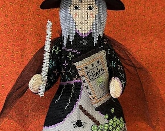 Counted Cross Stitch Pattern, Midnight Magic, 3D Design, Witch, Halloween Decor, Motifs, Cat, The Needle's Notion, PATTERN ONLY