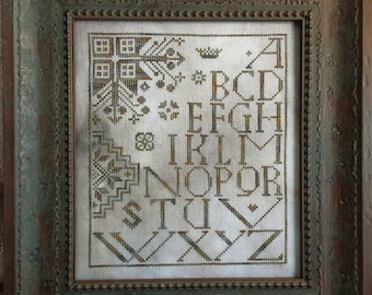 Counted Cross Stitch Pattern, Quaker Block Print, Quaker Sampler, Quaker Motifs, Primitive, Nan Lewis, Threadwork Primitives, PATTERN ONLY