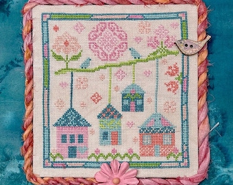 Counted Cross Stitch Pattern, Spring Cottages, Spring Decor, Cottage Birdhouses, Jan Hicks Creates, PATTERN ONLY