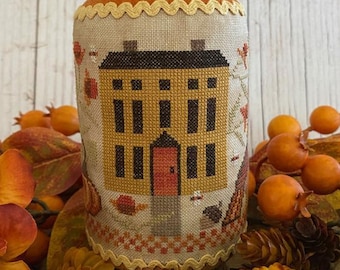 Counted Cross Stitch Pattern, Bittersweet Farm Drum, Fall Decor, Thanksgiving, Autumn Decor, Teresa Kogut, PATTERN ONLY