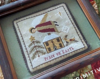 Counted Cross Stitch Pattern, Holy Spirit, Winter Decor, Angel, Snowflakes, Sampler, Country Rustic, Twin Peak Primitives, PATTERN ONLY