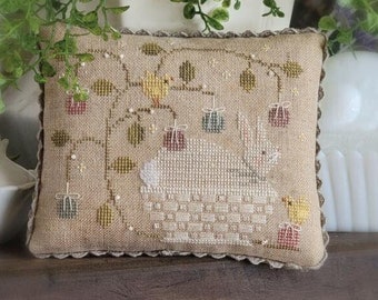 Counted Cross Stitch Pattern, Grandma's Candy Dish, Easter Decor, Bunny Rabbit, Brenda Gervais, PATTERN ONLY