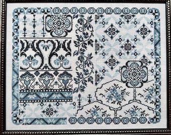 PRE-Order, Counted Cross Stitch Pattern, Blue Velvet, Elemental Wallpaper Designs, Border Motifs, Vines, Jan Hicks Creates, PATTERN ONLY