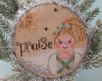 Counted Cross Stitch Pattern, Praise Angel, Choir of Angel Series, Christmas Ornament, Religious, KiraLyn's Needlearts, PATTERN ONLY