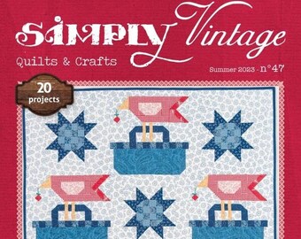 Magazine, Simply Vintage, Summer 2023, Summer Stitching, Summer Wall Hanging, Wool Applique, Embroidery, Quilts, Quilt & Craft Magazine