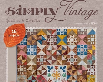 Magazine, Simply Vintage, Autumn 2022, Fall Stitching, Fall Wall Hanging, Wool Applique, Embroidery, Quilts, Quilt & Craft Magazine