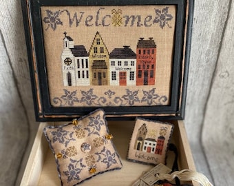 Counted Cross Stitch, The Welcome Street, Sewing Box, Sewing Accessory, Sewing Basket, Pins, Waxer, Fob, Mani di Donna, PATTERN ONLY