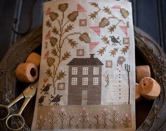 Counted Cross Stitch Pattern, Thistle House, Thistles, Sampler, Beehive, Garden Decor, Plum Street Samplers, PATTERN ONLY
