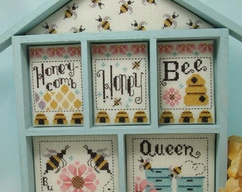 Counted Cross Stitch Pattern, Honey House, Autumn Decor, Flowers, Bees, Around the House Collection, KiraLyn's Needlearts, PATTERN ONLY