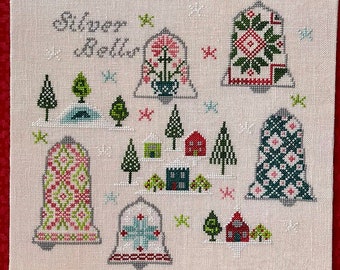 Counted Cross Stitch, Silver Bells, Christmas Decor, Snowflakes, Saltbox Houses, Bells, Snow, Jan Hicks Creates, PATTERN ONLY