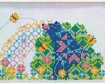 Counted Cross Stitch, Bear-y Good Day, Summer Decor, Floral Motifs, Rainbow, Lindsey Whitney, Counting Puddles, PATTERN ONLY