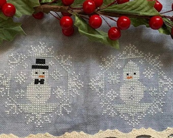 Counted Cross Stitch Pattern, Quirky Quaker Snowfolk, Country Rustic, Pillow Ornament, Bowl Filler, Darling & Whimsy Designs, PATTERN ONLY