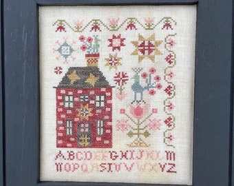 Counted Cross Stitch Pattern, Peacock Manor, Alphabet Sampler, Pillow Ornament, Pansy Patch Quilts and Stitchery, PATTERN ONLY