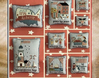 Counted Cross Stitch Pattern, Patriotic Smalls 2023, Pillow Ornaments, Americana, Twin Peak Primitives, PATTERN ONLY
