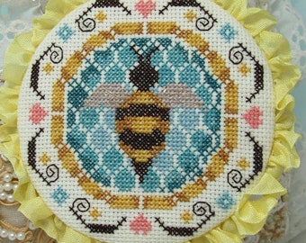 Counted Cross Stitch Pattern, Bee Ornament, Summer Decor, Flowers, Bee Series, In the Garden Collection, KiraLyn's Needlearts, PATTERN ONLY