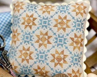 Counted Cross Stitch Pattern, Autumn Quilt, Quaker Style, Quilt Stars, Pillow Ornament, Bowl Filler, Primrose Cottage Stitches, PATTERN ONLY