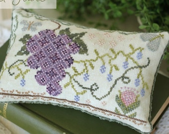 Counted Cross Stitch Pattern, Vineyard Faire, Butterflies, Pillow Ornament, Bowl Filler, October House Fiber Arts, PATTERN ONLY