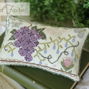 Counted Cross Stitch Pattern, Vineyard Faire, Butterflies, Pillow Ornament, Bowl Filler, October House Fiber Arts, PATTERN ONLY