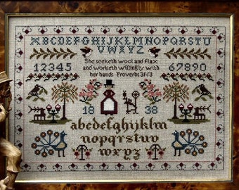 Counted Cross Stitch Pattern, She Seeketh Sampler, Sampler, Religious, Inspirational, Brenda Keyes, The Sampler Company, PATTERN ONLY